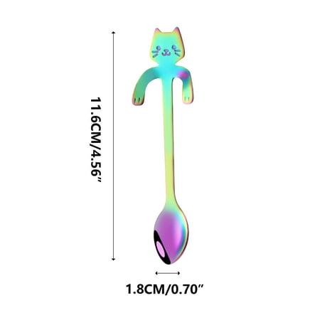 

Cat Spoon Coffee Tea Spoon Stainless Steel Hanging Cup Teaspoons Demitasse Mini Long Cute Kitten Stirring Spoon for Dessert Drink Mixing Milkshake