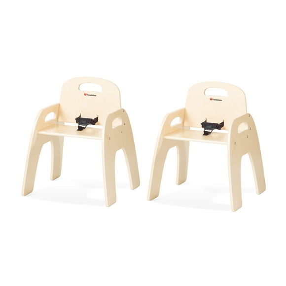 Foundations Chaises d'Alimentation en Bois Simple Sitter 13”, Empilables avec Finition de Qualité Alimentaire, Lot de 2