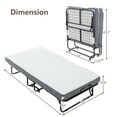 thumbnail image 2 of 75" x 38" Portable Folding Bed Metal Frame Rollaway Bed with Memory Foam Mattress & Wheels, 2 of 10
