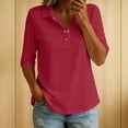 thumbnail image 2 of MOJOGO Women's Solid Color Shirsts Lightweight Cotton Linen Blend Half Sleeve Top with Quarter Snap Button Casual Work Summer Top XL, 2 of 8
