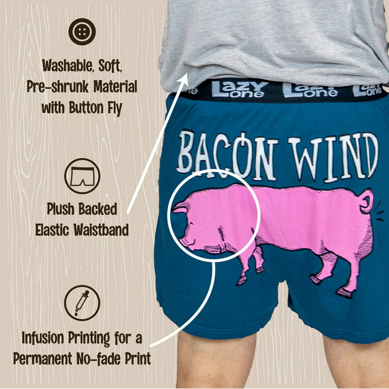 LazyOne Funny Animal Boxers, Bed Hog, Humorous Underwear, Gag Gifts for Men  (Xlarge) 