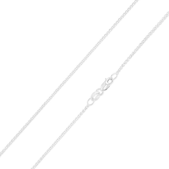 Ioka - 14K White Solid Gold 1.2mm Flat Open Wheat Chain Necklace with Lobster Clasp