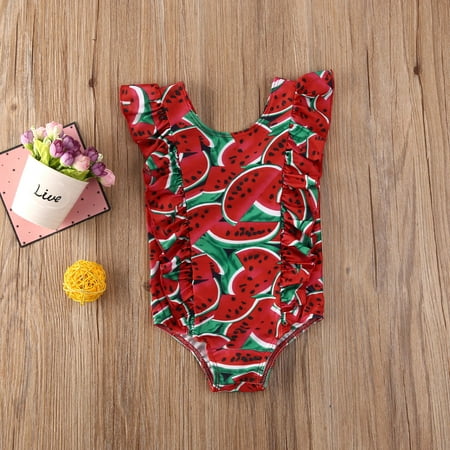 

Nokpsedcb Toddler Baby Girls Swimsuit Ruffled Sleeveless Swimwear One-Piece Beachwear Bathing Suit Red 6-12 Months