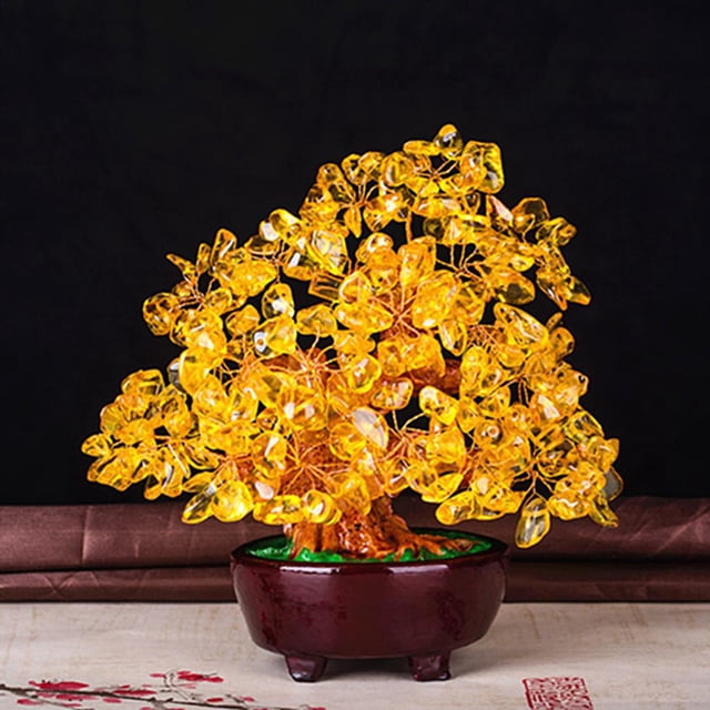 Árbol de dinero de cristal Feng Shui Yotijar 7 pulgadas Amarillo