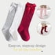 thumbnail image 3 of Medias hasta la rodilla con volantes para uniformes escolares de niñas y estilo diario Adorables calcetines con lazo en la parte superior para niñas pequeñas, 3 of 5