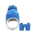 thumbnail image 3 of Spencer Baby Toddler Winter Hat and Glove Set Sherpa Lined Warm Fleece Earflap Beanie Hat & Mitten, Kids Winter Hat for Boys Girls 12-48 Months, Blue, 3 of 10