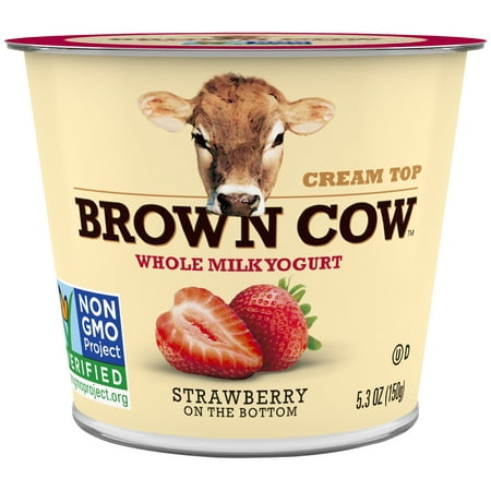 Brown Cow Cream Top Strawberry on the Bottom Whole Milk Yogurt 5.3 oz. Cup