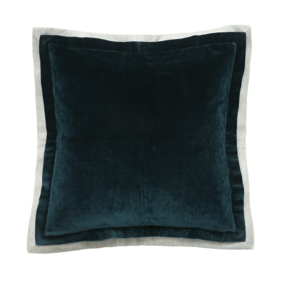 Sancia Solid Ink Blue With Trim Velvet Decor Throw Pillow, 20" x 20" Cover And Insert Set
