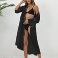 thumbnail image 3 of Cathalem Ladies Swimsuit Cover Ups Womens Seaside Resort Beach Blouse Loose 3/4 Sleeve Lace Wedding Dress Cover up for Bride Swimwear Black Large, 3 of 4