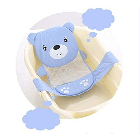 Yosoo Adjustable Thicken Newborn Baby Bath Seat Support Net Bathtub Sling Shower Mesh Bathing Cradle Rings for Tub (Blue (Best Bath Seat For 6 Month Old)