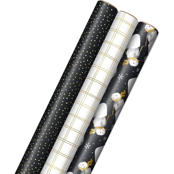 Gift Wrapping Paper Roll 58" x 23", Printed Gift Wrap, Easy Cut & Fold, Durable Paper for Birthday, Holiday, Party and DIY Crafts,3 Rolls