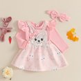 thumbnail image 4 of Okbabeha  Baby Girl Easter Clothes Long Sleeve Romper Bunny Print Overall Skirt Dress Cute Newborn Outfit, 4 of 7