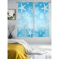 thumbnail image 4 of Marine Life Sheer Curtains 63 Inch Long 2 Panels, Starfish Shell Coral Gradient Blue Ocean Light Filtering Rod Pocket Curtains, Sheer Voile Drapes for Living Room Bedroom, 52"x63", 4 of 8