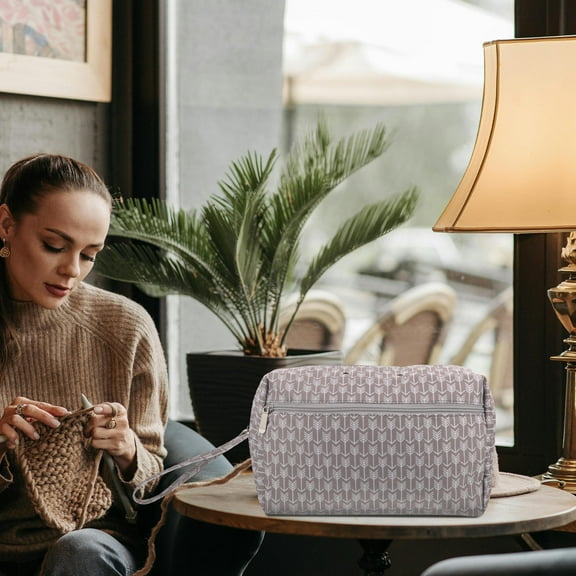 GAXIRE Multi-Color Crochet Project Bag with Design, Yarn Storage Organizer, Portable Craft Tote for Knitting and Crochet Supplies