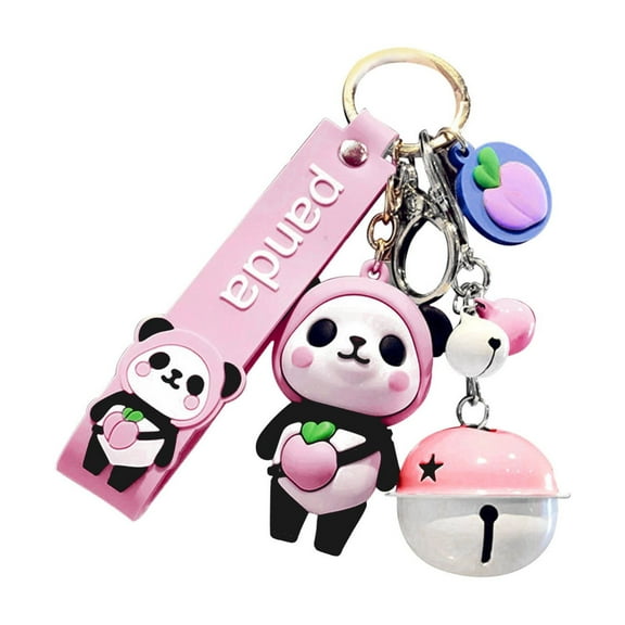 Feledorashia Keychain Accessories Pandas Figure Pvc for Key Wrist Lanyard Key Ring Holder Office Badge Holder Wristband for Mobile Phone Strap