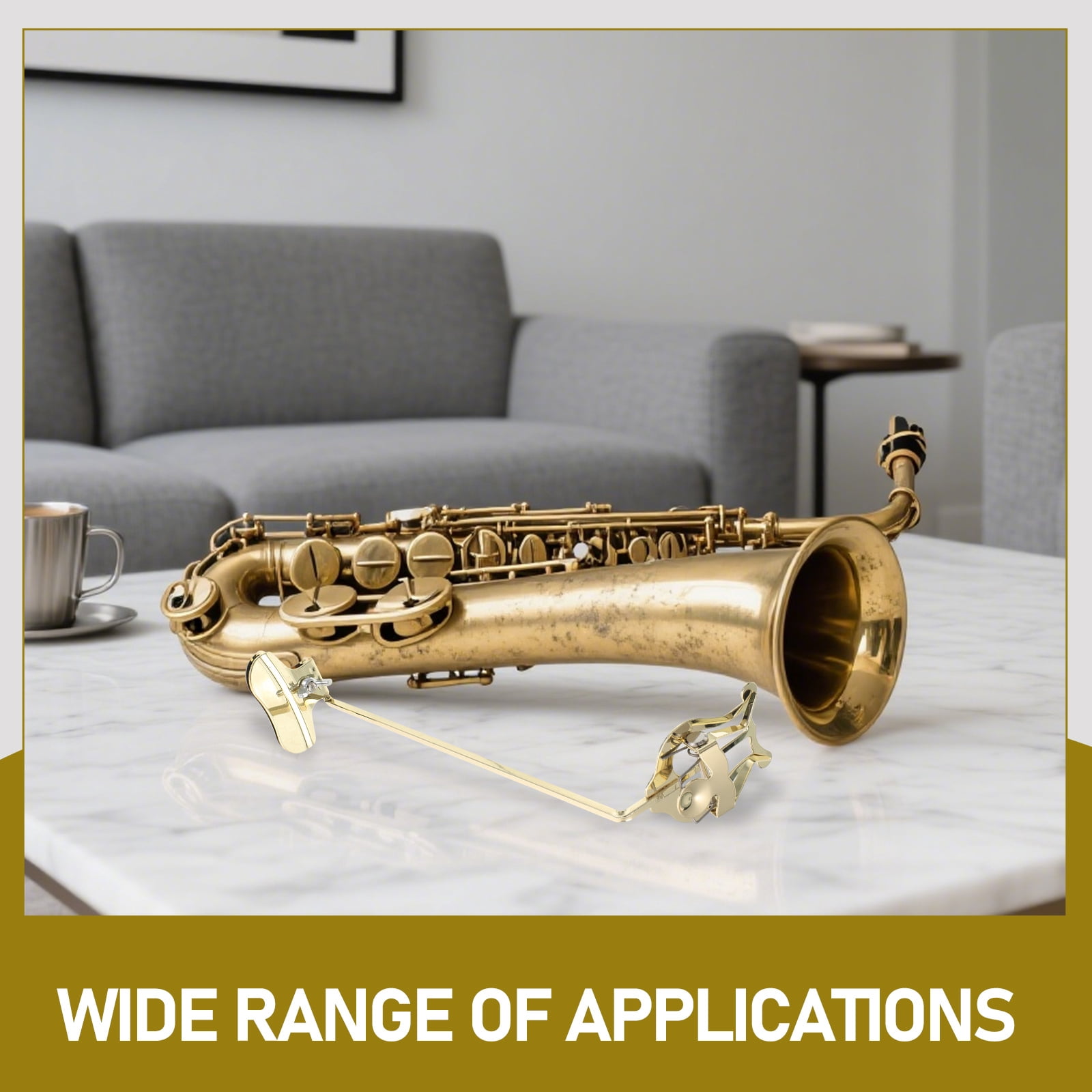 EXHUMKY Soprano Saxophone Music Clip Golden Metal Portable and Lightweight for Marching
