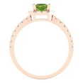 thumbnail image 4 of 0.89 ct Princess Cut Natural Peridot with Simulated Diamond Halo Accents 18K Rose Gold Womens Engagement Ring, 4 of 5