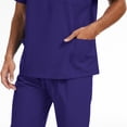 thumbnail image 5 of Scrubs for Men Set Short Sleeve V Neck Scrubs Top and Wide Leg Jogger Pants Healthcare Wrinkle-Resist 2 Pieces Outfit, XL, 5 of 9