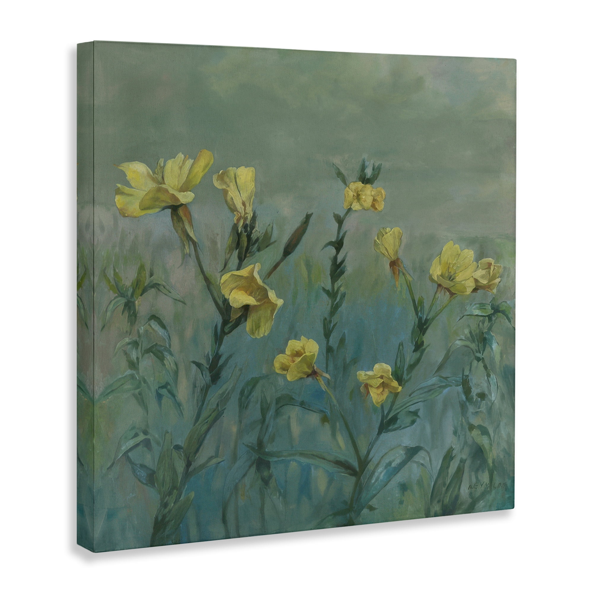 Stupell Industries Buttercup Flower Field Landscape & Nature Painting Wrapped Canvas Art Print Wall Art, 24 x 24