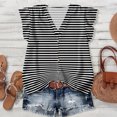 thumbnail image 2 of WULMLEO Women's Casual Striped Top V-Neck Button Down Lightweight Summer Blouse Dark Gray 2XL, 2 of 5