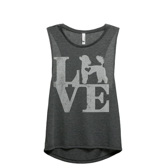 LOVE Poodle Women's Fashion Sleeveless Muscle Workout Yoga Tank Top Charcoal Grey Large