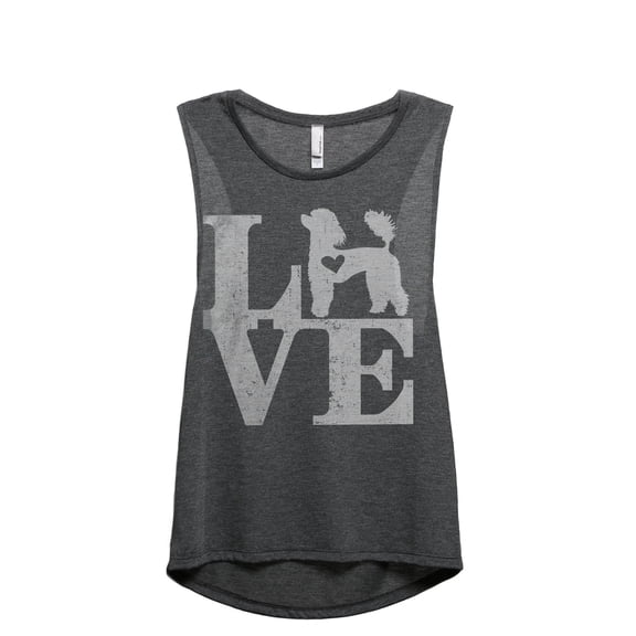 LOVE Poodle Women's Fashion Sleeveless Muscle Workout Yoga Tank Top Charcoal Grey X-Large