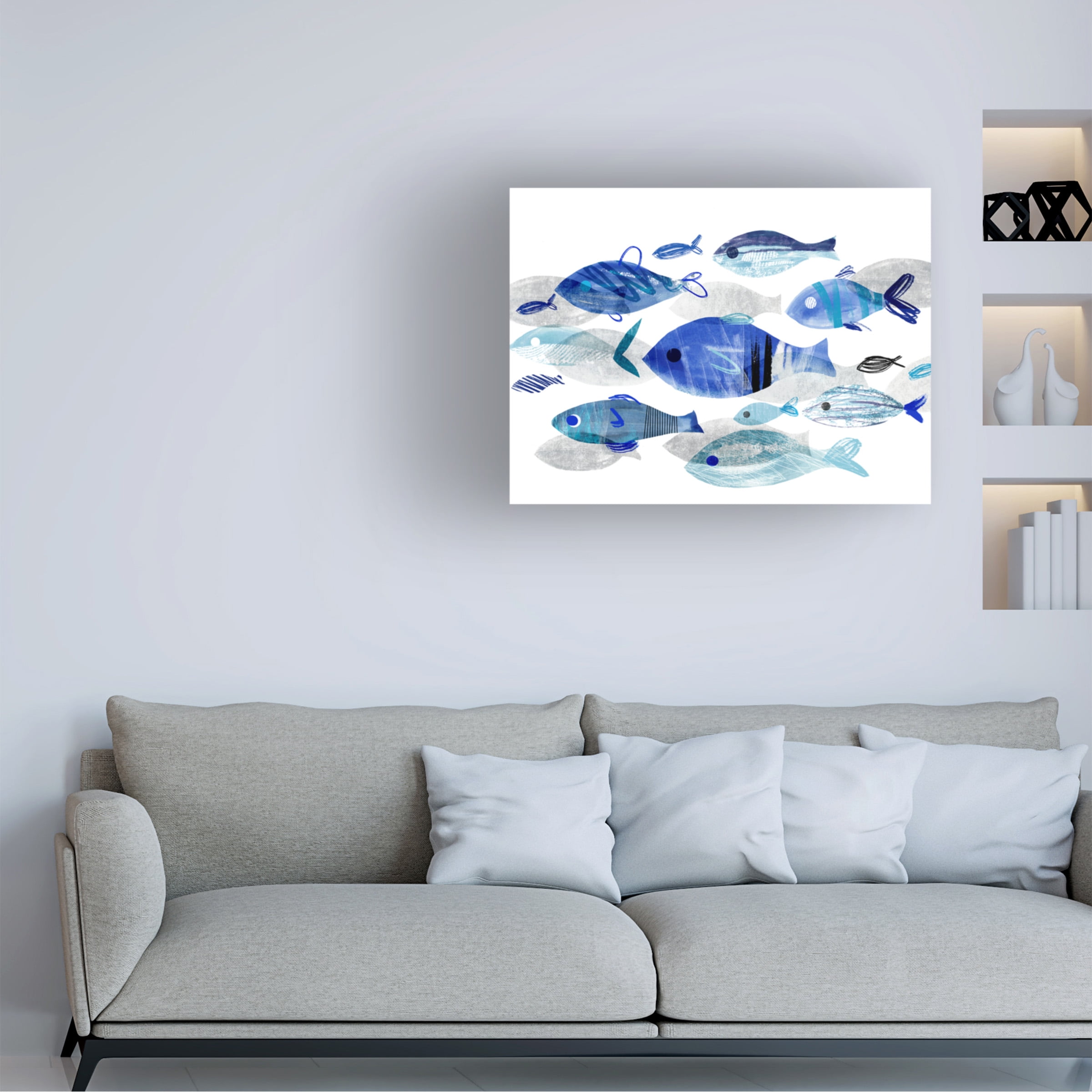 Annie Warren 'Fish Parade II' Canvas Art