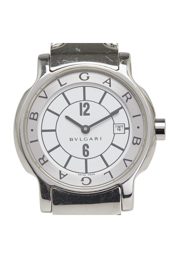 Pre-Owned BVLGARI Solotempo ST29S Quartz Watch with White Dial and Stainless Steel,... (Good)