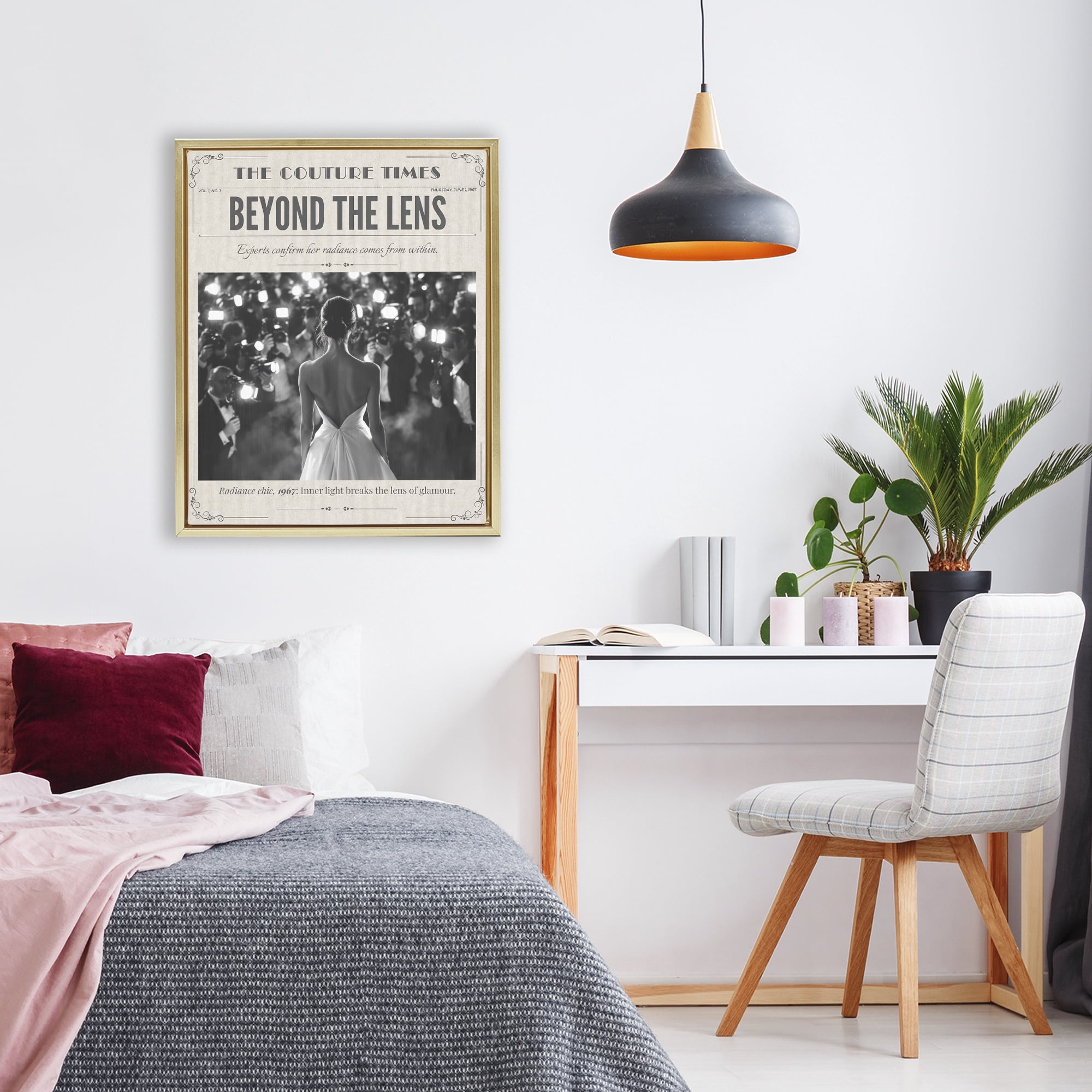 The Couture Times Magazine Gold Framed Floater Canvas Wall Art, design by A Barefoot Stylist