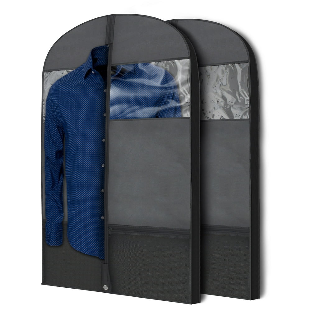 Plixio 43 Inch Gusseted Garment Bags with Zippered Pockets and Window