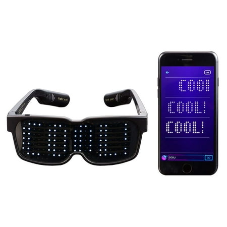 CHEMION - Customizable Bluetooth LED Glasses for Raves, Festivals, Fun, Parties, Sports, Costumes, EDM, Flashing - Display Messages, Animation,
