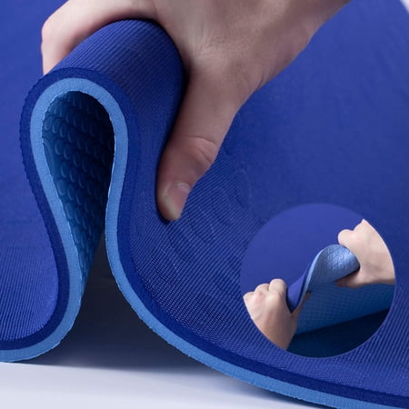 10MM-blue TPE Yoga Mat with Carrying Strap for Yoga, Pilates and Floor Workout