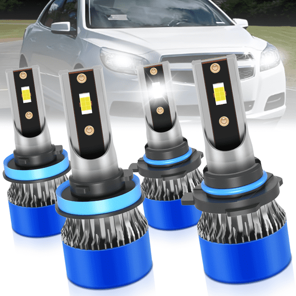 TELLIGIBLE For Chevrolet Malibu 2013-2015 LED Headlight Bulbs, High Beam 9005/HB3, Low Beam H11/H9/H8, White 6500K 4Pcs