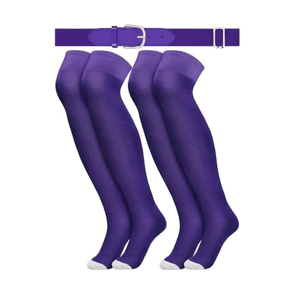 Eryueer3 Pcs Baseball Belt and Socks Combo Youth Over Knee Sock Men's Baseball Belts Stockings Softball Belt