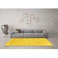 thumbnail image 3 of Ahgly Company Machine Washable Indoor Round Abstract Yellow Modern Area Rugs, 4' Round, 3 of 4