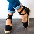 thumbnail image 6 of Yuanlong Women's Sandals Square Closed Toe Espadrille Flats Sole Sandals Lace Up Tie Ankle Strap Casual Outdoor Summer Shoes, 6 of 7