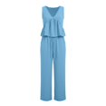 thumbnail image 5 of GILIGEGE Women's 2 Piece Outfit,Vintage Distressed Tie-Dye V-Neck Camisole And Pants Set,Ruffle Peplum Vest Wide Leg Pant Suits,Summer Matching Loungewear,Dressy Casual Vacation Outfits Sky Blue 2XL, 5 of 7