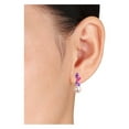 thumbnail image 3 of 8-8.5mm Freshwater Cultured Pearl, Pink Topaz and African Amethyst Earrings in Sterling Silver for Women, 3 of 5