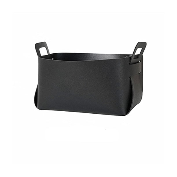 Matsuzay Cesta de almacenamiento Organizador de cuero con asa Soporte decorativo Contenedor Caja Desmontable Cosmético Papelería Decoración Almacenamiento y organización del hogar Negro L Matsuzay HA067449-11