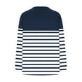 thumbnail image 4 of Ltctricy T Shirts for Women Trendy Lantern Long Sleeve V Neck Striped T Shirts Soft Casual Tees Loose Tunic Blouses(Navy,X-Large), 4 of 5