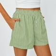 thumbnail image 2 of Letdown Women's Striped Boxer Shorts Summer Spring Y2K Lounge Sleep Casual Beach Pj Bottoms Pockets Ruffle Waist Shorts, 2 of 7