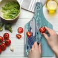 thumbnail image 3 of Funny Cutting Board, Clouds with Smiling Faces and Ornate Motifs Happiness Fun Rainy Season Graphic Image, Tempered Glass Cutting and Serving Board, Wine Bottle Shape, Pink Blue, by Ambesonne, 3 of 5