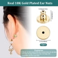 thumbnail image 2 of 12Pcs Brass Ear Nuts Flat Round Real 18K Gold Plated 6x8mm Hole: 0.7mm, 2 of 7