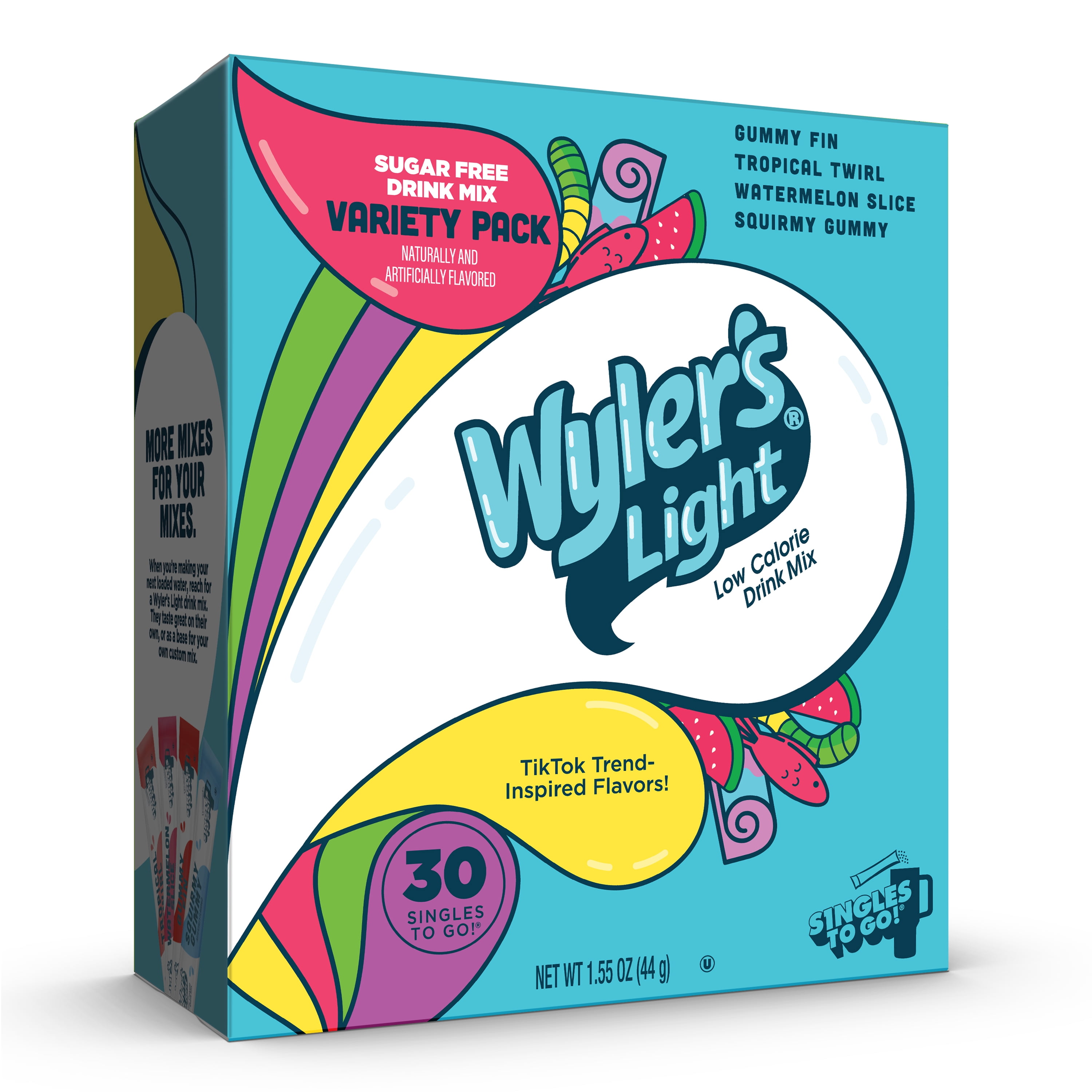 Wyler's Light WaterTok Singles to Go Powdered Drink Mix, Gummy Variety Pack, 30 Count