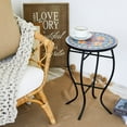 thumbnail image 2 of Indoor/Outdoor Patio Round Ceramic Tile Side Table Plant Stand Faberge, 2 of 5