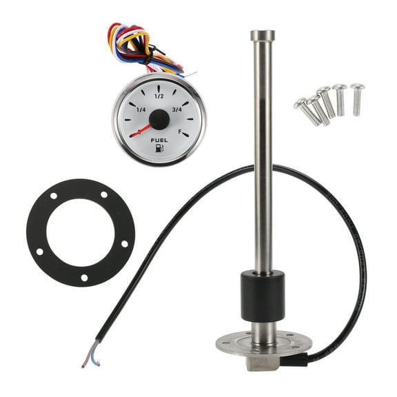 Unique Bargains Fuel Sending Unit and Gauge Kit Boat Fuel Sending Unit Marine Fuel Sender Unit Metal 8.5" 1 Set Silver Tone Black White 0-190 Ohm
