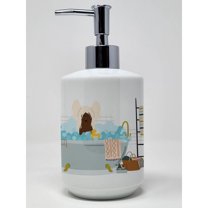 Cream Chinese Crested in Bathtub Ceramic Soap Dispenser