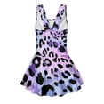 thumbnail image 5 of COEQINE Girls One Piece Bathing Suit, Scoop U-Neck & V Back Playful Swimsuit with Attached Skirt, Beach Swim Dress for Kids Age 12-13, Machine Washable, Purple Leopard Print, 5 of 8