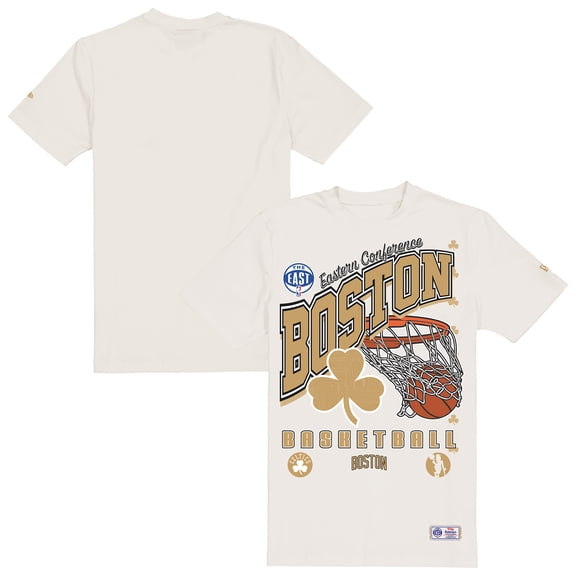 Men's New Era Cream Boston Celtics Oversized City Edition Remix Vintage T-Shirt