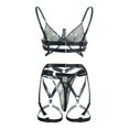 thumbnail image 2 of Gibobby Conjunto ropa interior mujer Conjunto de sujetadores sexy súper push-up para mujer, lencería transparente, brasier de encaje y bragas a juego para mujer(Negro, CH), 2 of 5